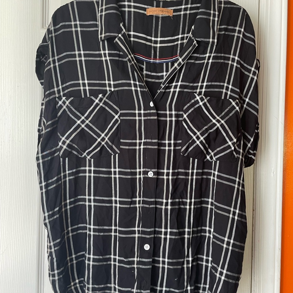 Black and White Plaid Women's Top
